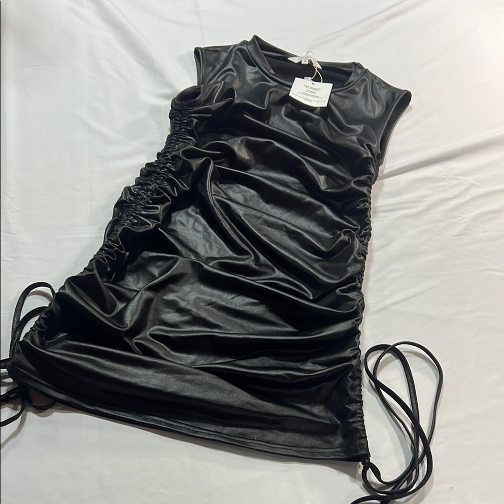Ramisu black stretchy pleather dress NWT size medium
